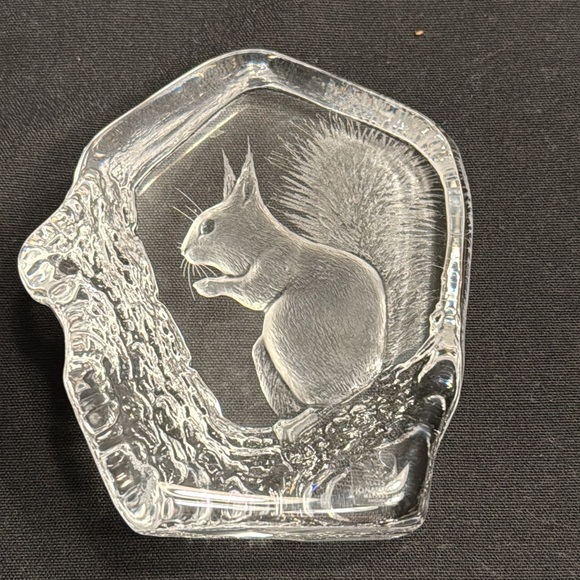 Mats Jonasson Other - Signed & numbered Mats Jonasson lead crystal “squirrel” paperweight.